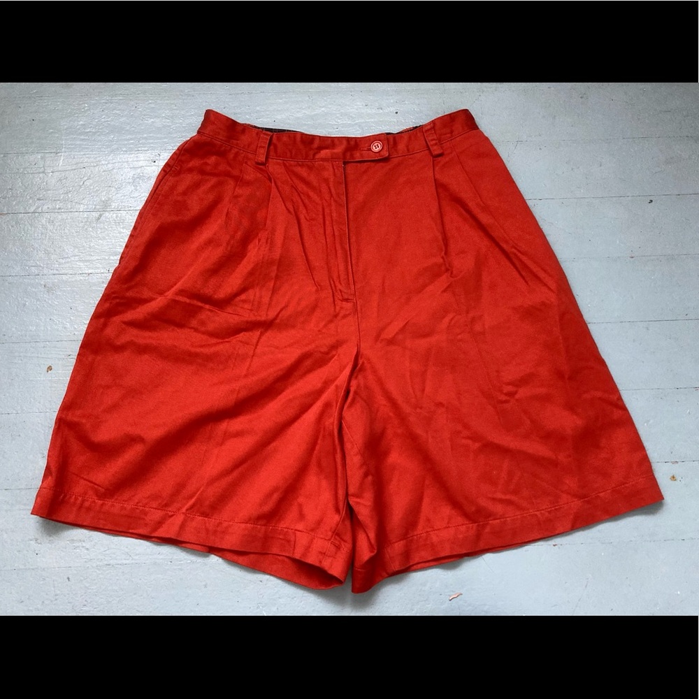 Liz Golf orange red high waisted canvas shorts